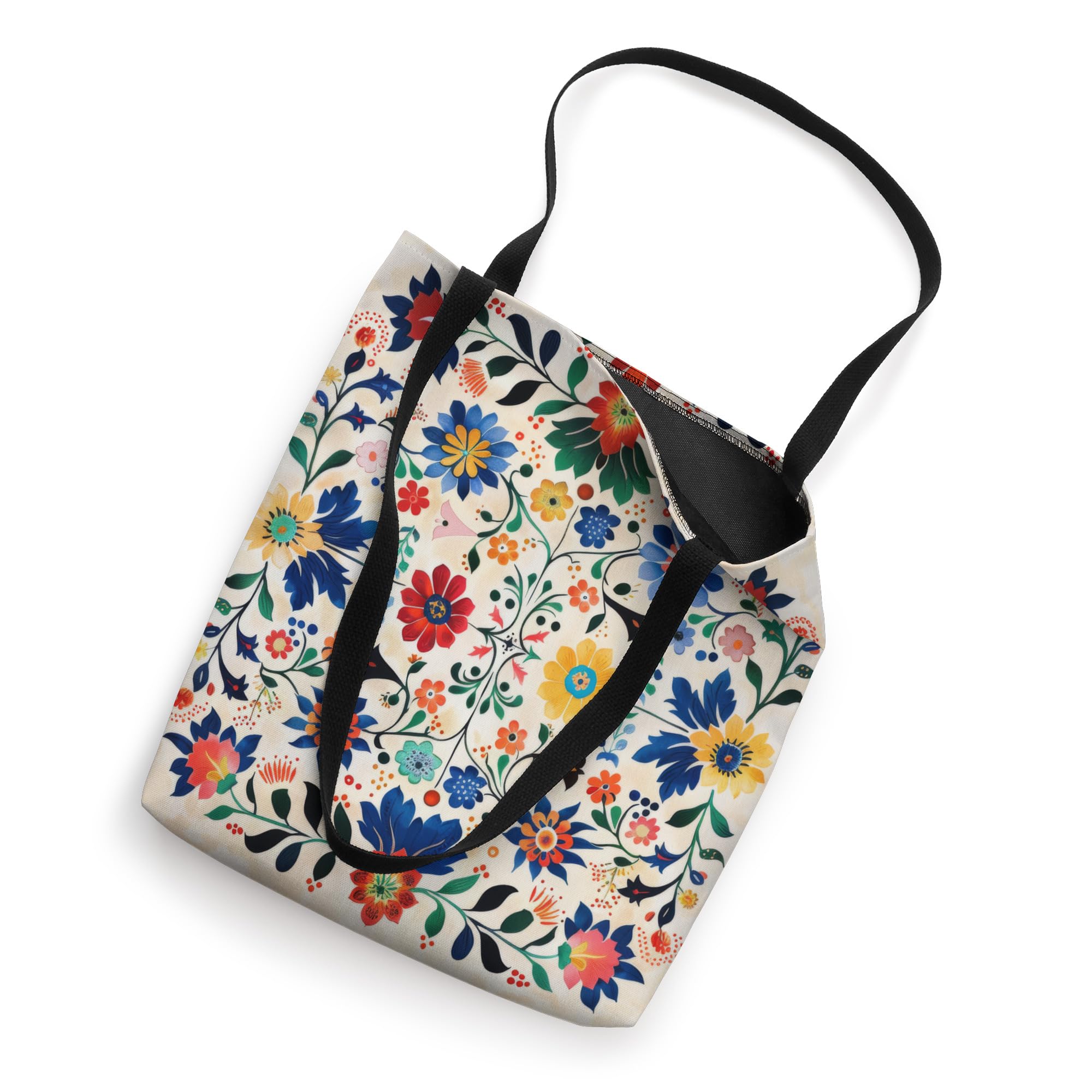 Stylish Traditional Hungarian Pattern Tote Bag - Handmade Cotton Reusable Shopping Bag for Women, Perfect for Groceries, Beach & Daily Use