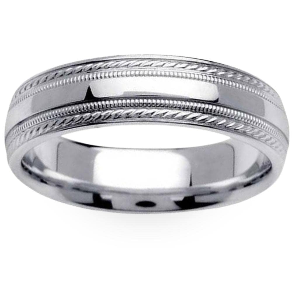 6mm 10K White Gold Men's Wedding Band - Classic Comfort Fit Ring for Engagement, Anniversary & Everyday Wear