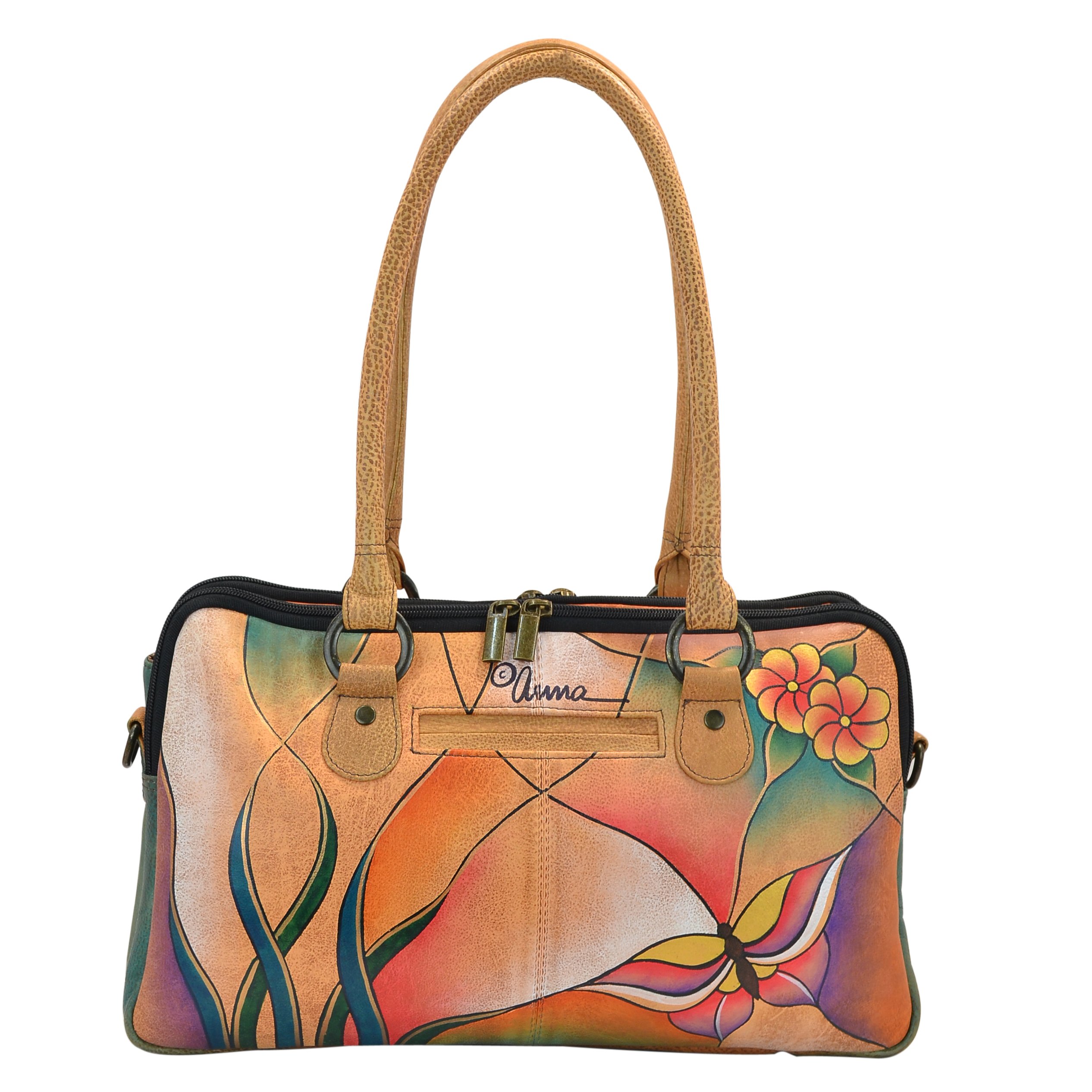 Anna by Anuschka Hand-Painted Leather Crossbody Bag - Unique Artistic Design for Women | Perfect for Travel, Shopping & Everyday Use