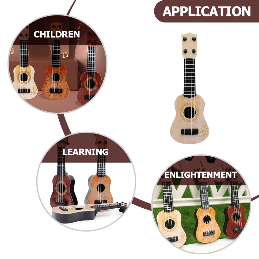 Toddmomy Kids Ukulele Toy - 4-String Plastic Beginner Ukulele Musical Instrument for Toddlers & Children (Beige) - Perfect for Early Music Education & Pretend Play