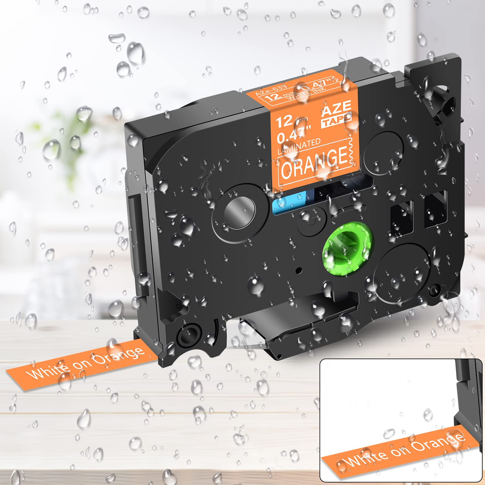 GREENCYCLE 30-Pack Brother TZe-635 Compatible Label Tapes - 12mm (0.47 Inch) White on Orange Laminated AZE TZ-635 TZ635 TZe635 for PTD210 D200 D400AD D600 PT-H100 PTH110 PT1290 PT-1230PC PTP700BT - Perfect for Office Labeling, Home Organization & Retail Pricing