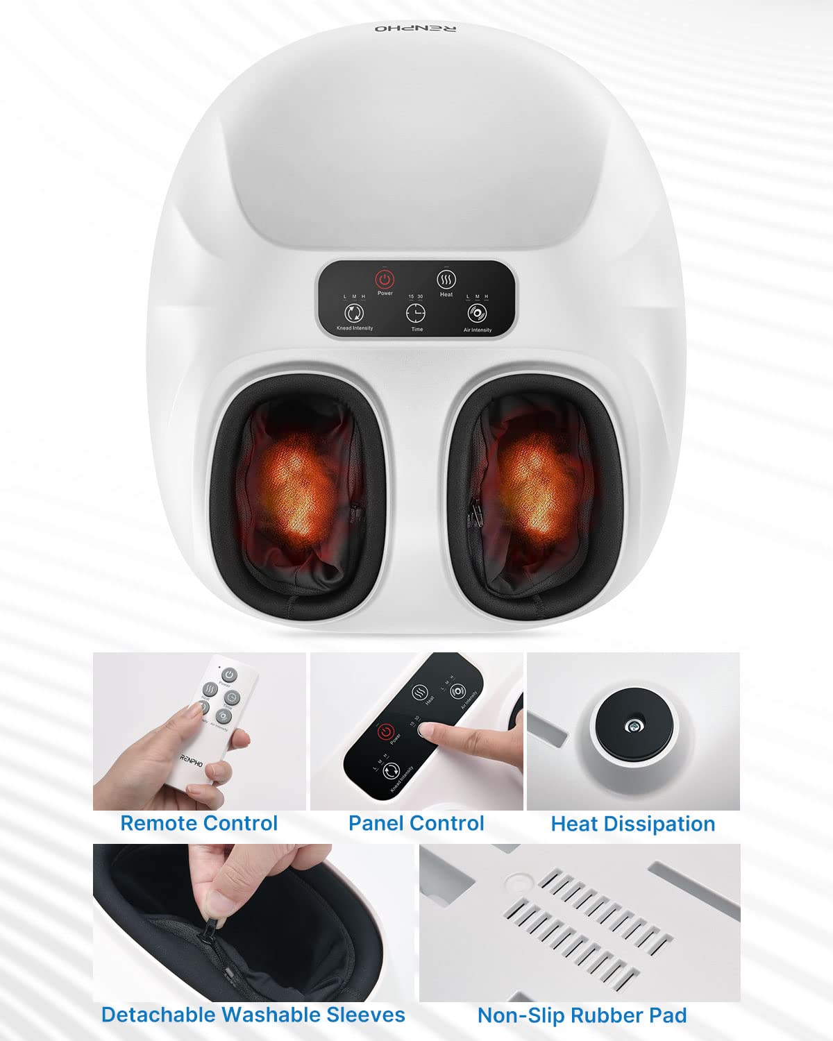 RENPHO Shiatsu Foot Massager Machine for Neuropathy & Plantar Fasciitis Relief - Deep Kneading Foot Massager with Wireless Control, FSA/HSA Eligible - Perfect Gift for Men & Women (Fits Up to Size 14) - Ideal for Home Relaxation, Office Stress Relief & Post-Workout Recovery