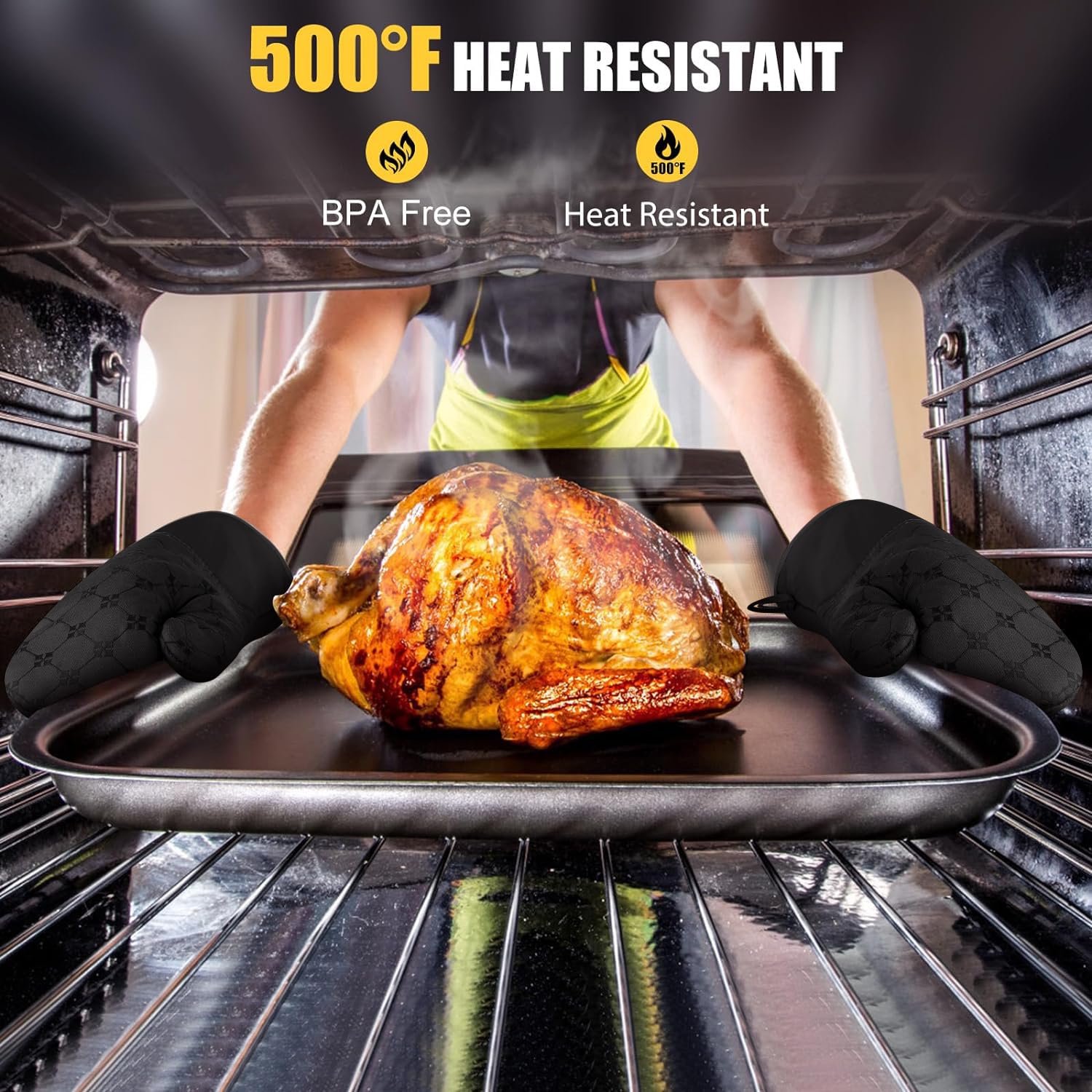 Premium 12-Piece Heat Resistant Oven Mitts & Kitchen Towel Set - 500°F Protection with Non-Slip Silicone Grip for Cooking, Baking, Grilling - Perfect for Home Chefs & BBQ Enthusiasts