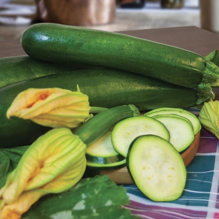 Organic Dark Green Zucchini Summer Squash Heirloom Seeds - Non-GMO, 7g Packet for Home Gardening, Fresh Salads & Healthy Cooking