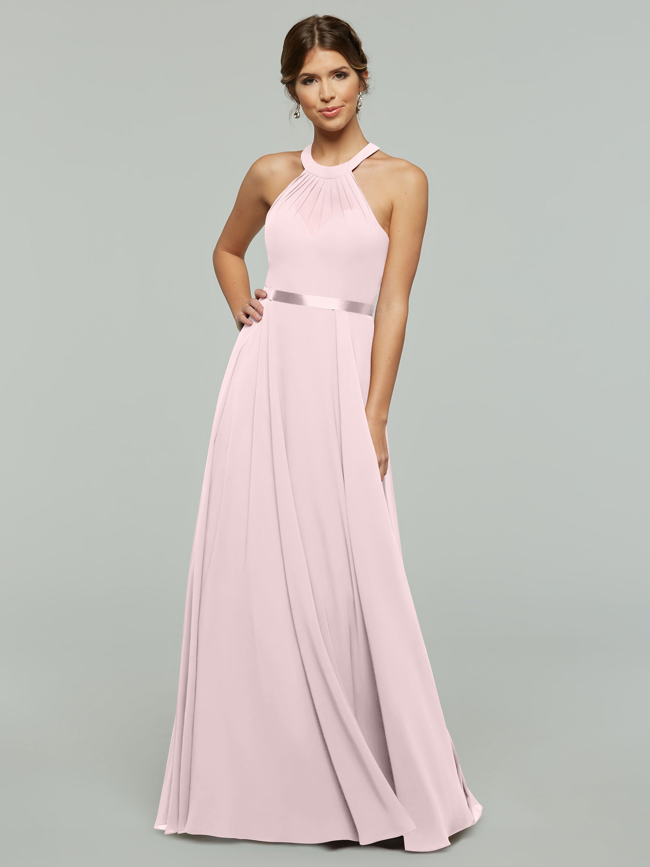 Elegant A-Line Chiffon Bridesmaid Dress with Halter Neckline - Perfect for Weddings, Prom & Formal Events | Style #80038