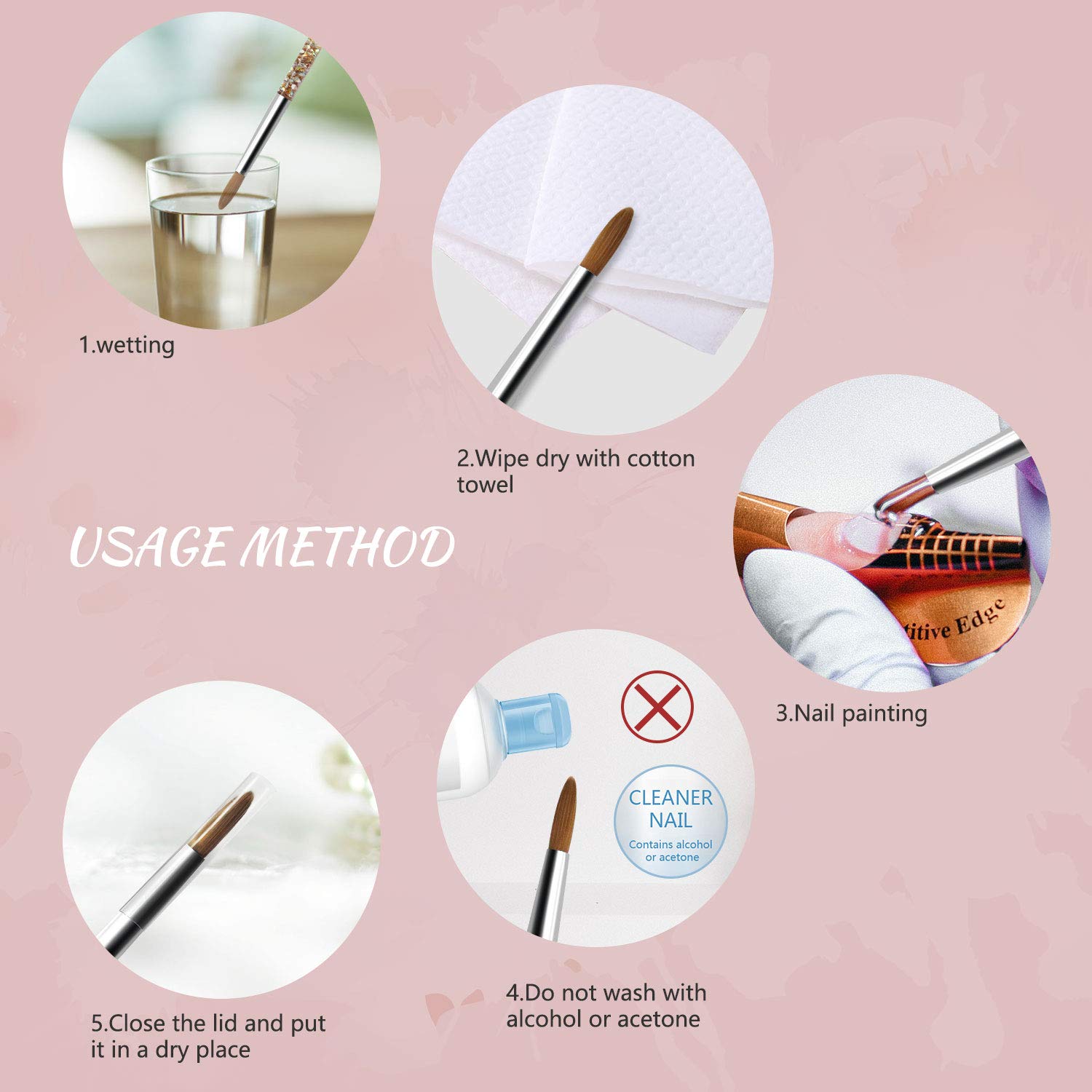 **YUSERBO Acrylic Nail Brush - Size 12 with Liquid Glitter Handle for Professional Acrylic Powder Application (1 Pack) - Perfect for Salon, DIY Manicures & Nail Art**