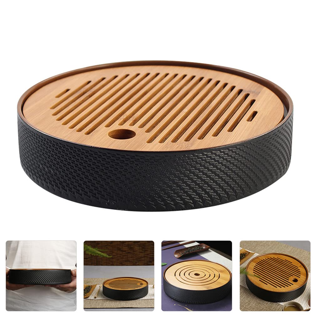 Premium Bamboo Gongfu Tea Tray with Water Storage & Drainage - Traditional Chinese Tea Ceremony Set for Home & Office - Perfect for Brewing Oolong, Pu-erh & Green Tea