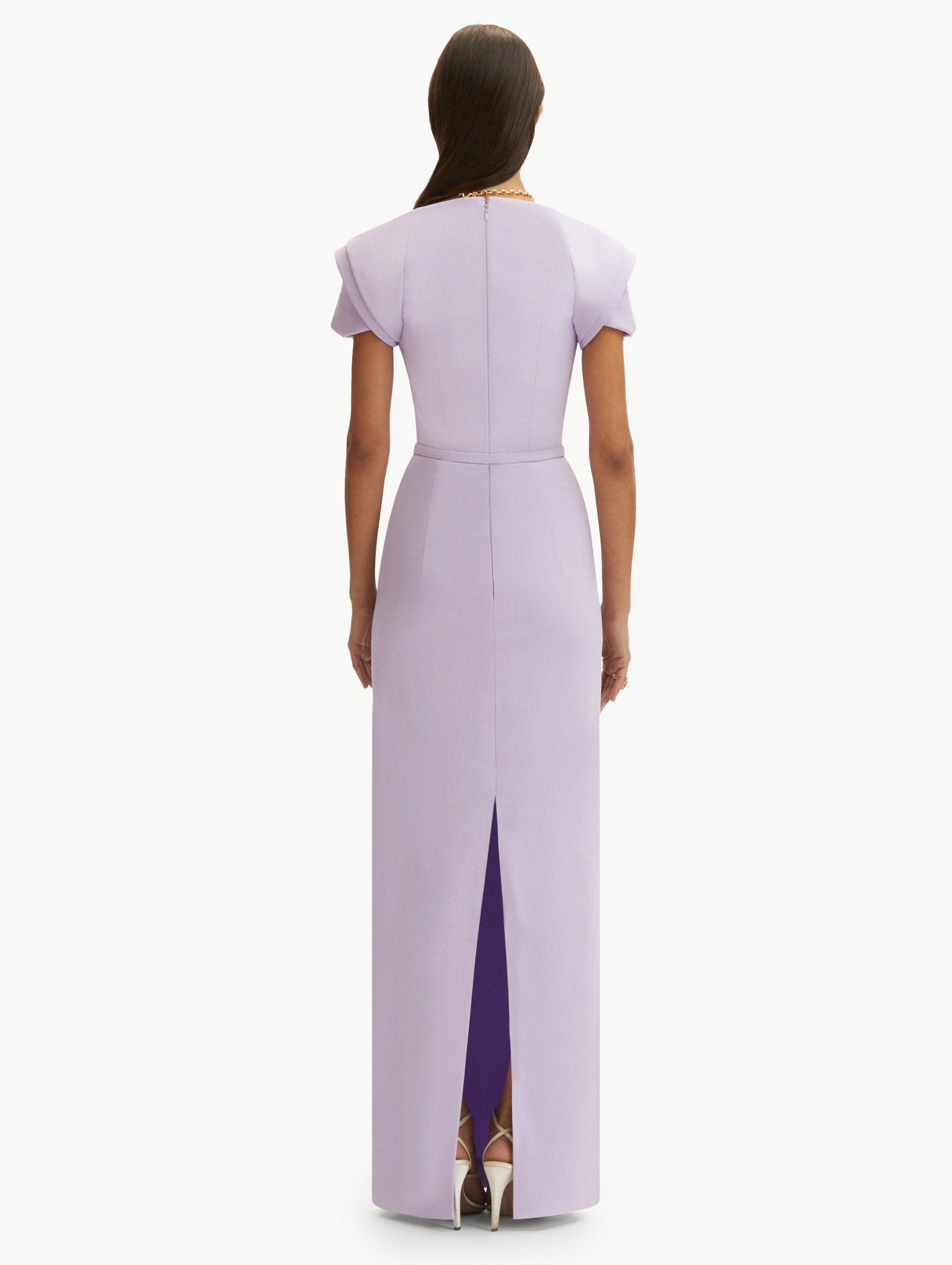 Elegant Rosette Sleeve Column Gown - Formal Evening Dress for Weddings, Prom & Special Occasions