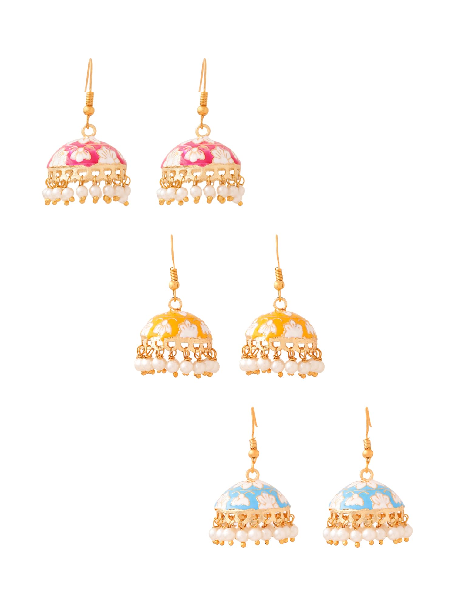 Yellow Chimes Big Jhumka Earrings for Women | Meenakari Work Ethnic Earrings | Wedding & Party Long Fashion Earrings | Minimalist Boho Jewelry | Perfect for Festivals, Bridal Wear & Special Occasions
