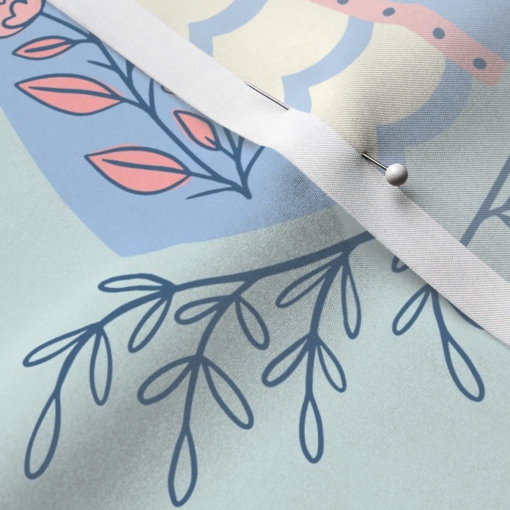 Blue Pink Pastel Printed Satin Fabric by The Yard - Spoonflower Fashion Fabric for Sewing, Apparel, Lining, Blankets & Home Decor | Perfect for Dresses, Curtains, Quilts & DIY Crafts