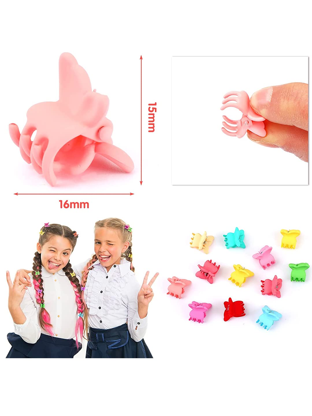 Melbees by Yellow Chimes 50-Piece Multicolor Butterfly Hair Claw Clips for Girls & Kids - Cute Hair Accessories for School, Parties & Everyday Use