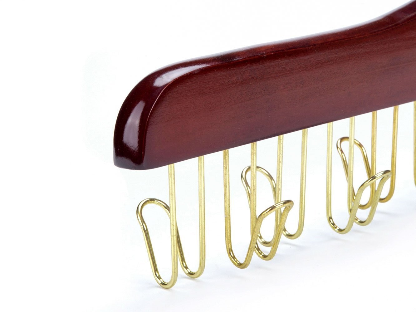 Premium Walnut Wood & Brass Belt Hanger - Stylish Wall-Mounted Organizer for Belts, Neckties & Accessories - Perfect for Closet, Bedroom & Dressing Room Organization