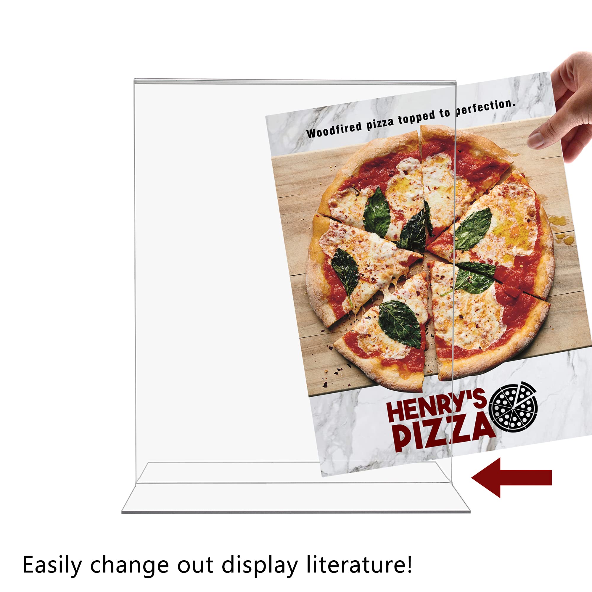 5-Pack 11x14 Inch Double-Sided Countertop Sign Holders - Bottom Loading Flyer Frames for Menus, Advertisements & Printed Materials - Perfect for Restaurants, Retail Stores & Trade Shows