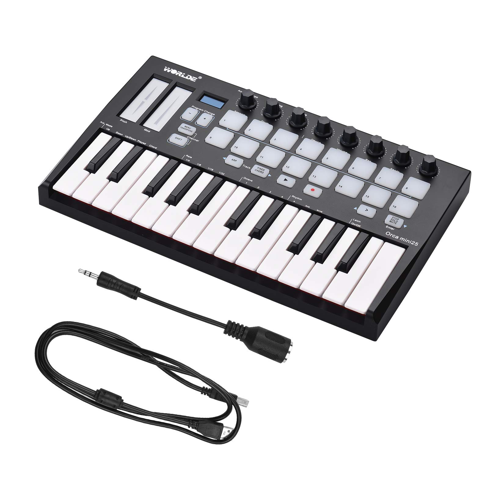 25-Key USB MIDI Keyboard Controller with 16 RGB Backlit Pads & 8 Knobs - Portable MIDI Keyboard for Music Production, DJing & Home Studio Recording