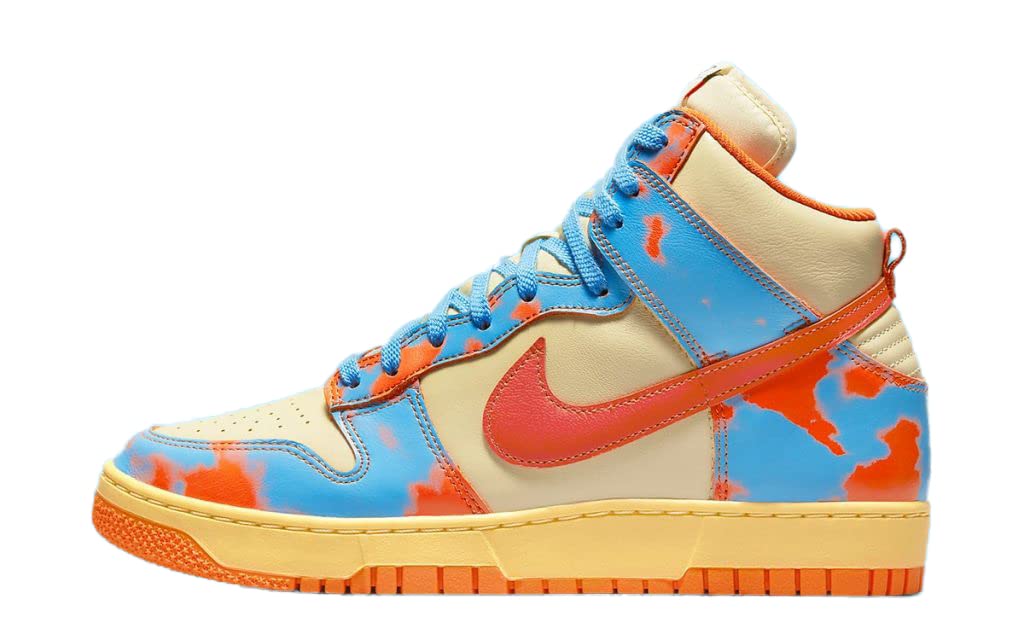 Nike Men's Dunk High 1985 Retro Sneakers DD9404-800 Orange Acid Wash - Size 7.5 US - Vintage Basketball Shoes for Streetwear & Casual Outfits