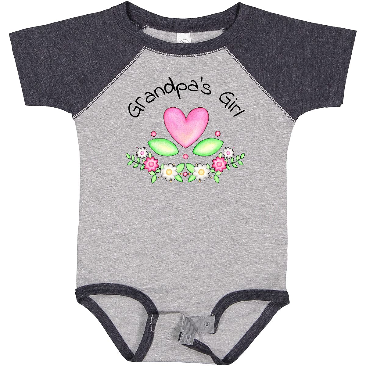 Inktastic Grandpa's Girl - Heart Flowers Baby Bodysuit | Cute Infant Onesie for Grandparents | Perfect for Family Photos, Holidays & Special Occasions