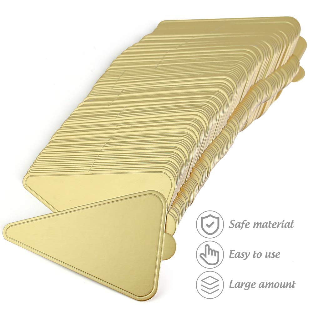HANSGO 100PCS Triangle Cake Bases - Mini Cake Boards for Mousse, Dessert Display & Pastry Plates - Golden Cardboard Trays for Baking, Party Decorations & Wedding Desserts