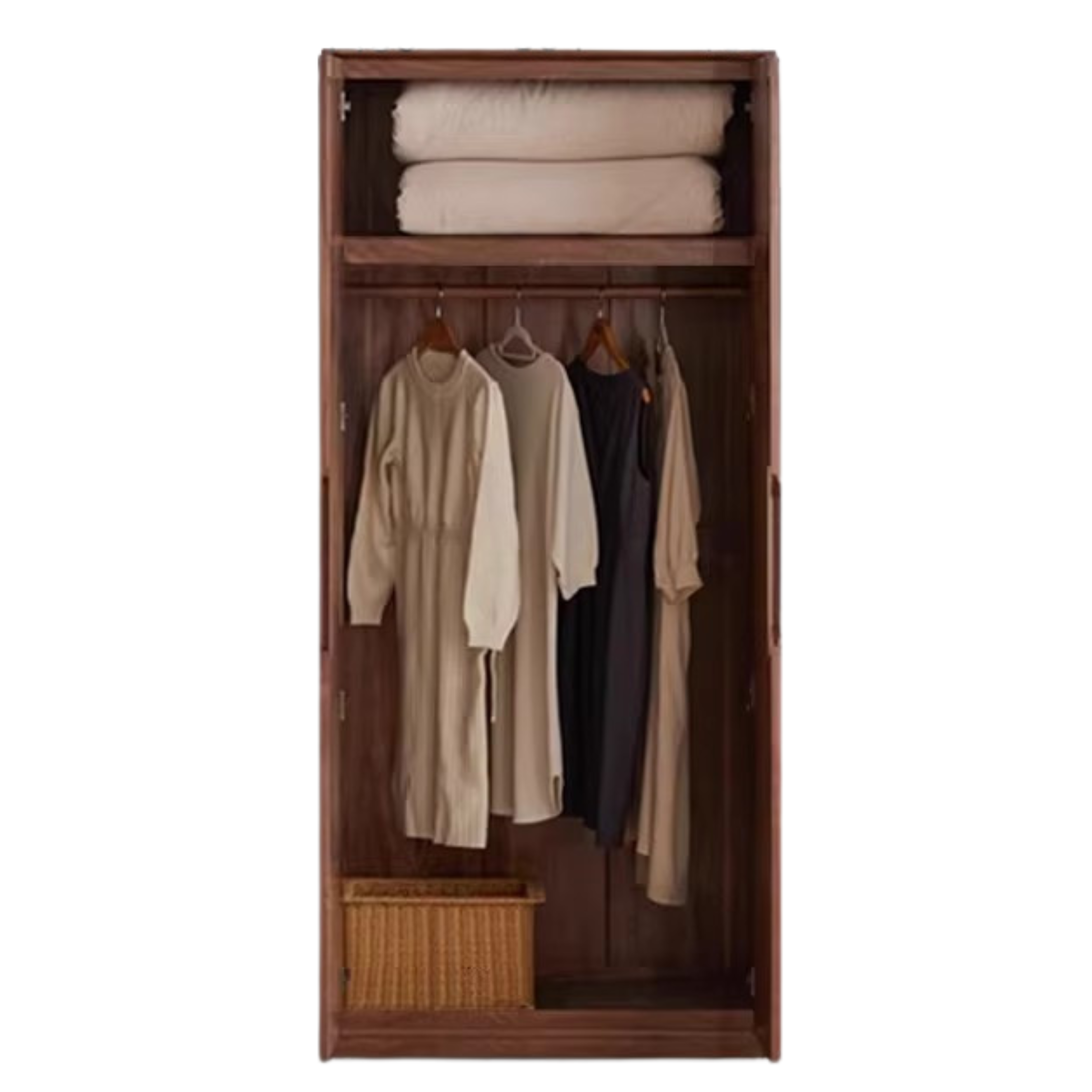 Solid Black Walnut Wood Large Wardrobe - Spacious Closet Organizer for Bedroom, Walk-in Closet & Master Suite Storage