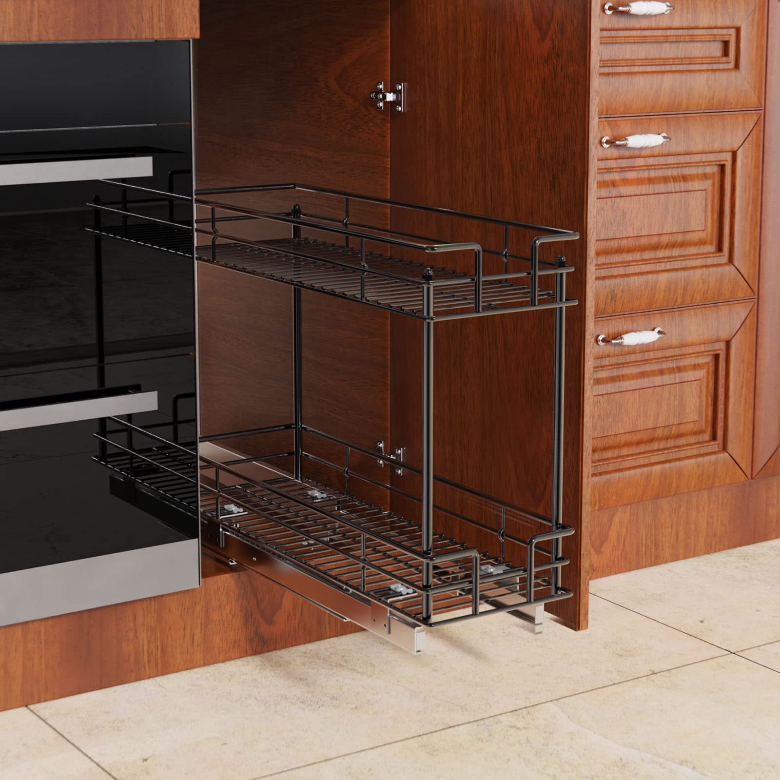 ROOMTEC 2-Tier Pull Out Cabinet Organizer for Narrow Spaces (7