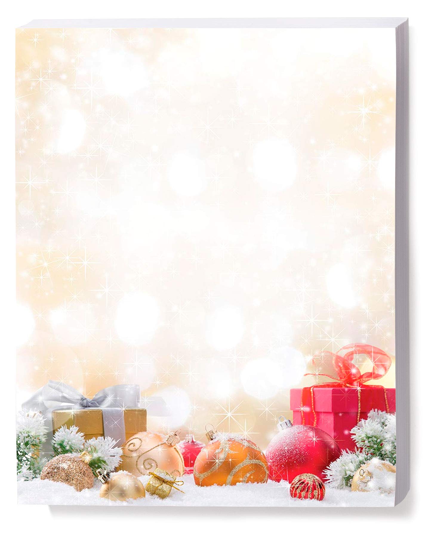 Premium Golden Holiday Magic Winter Christmas Stationery Set - Elegant 8.5 x 11 Letterhead Paper with Festive Borders, 25 Sheets for Holiday Cards, Gift Tags & Seasonal Correspondence (Decorative Printer Paper)