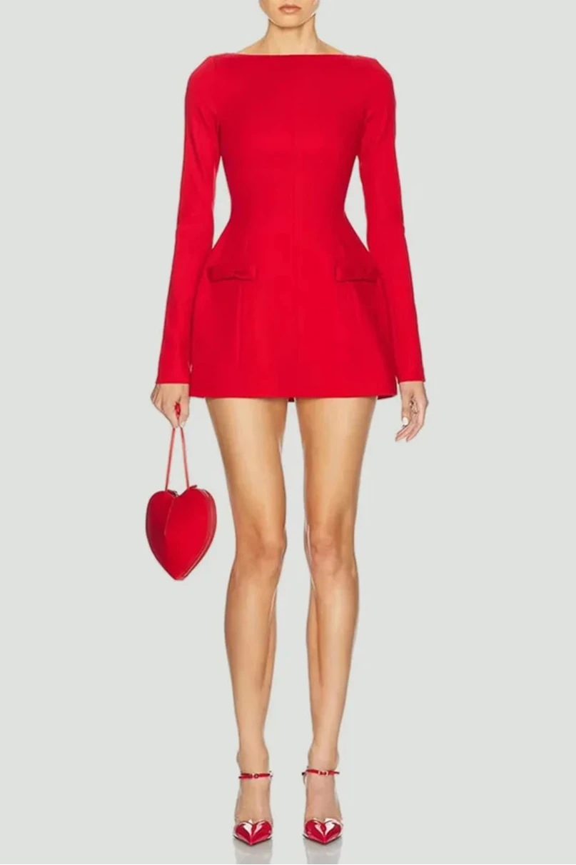 FREYA BOW DETAIL MINI DRESS - Elegant Party Cocktail Dress for Women, Perfect for Weddings, Date Nights & Special Occasions