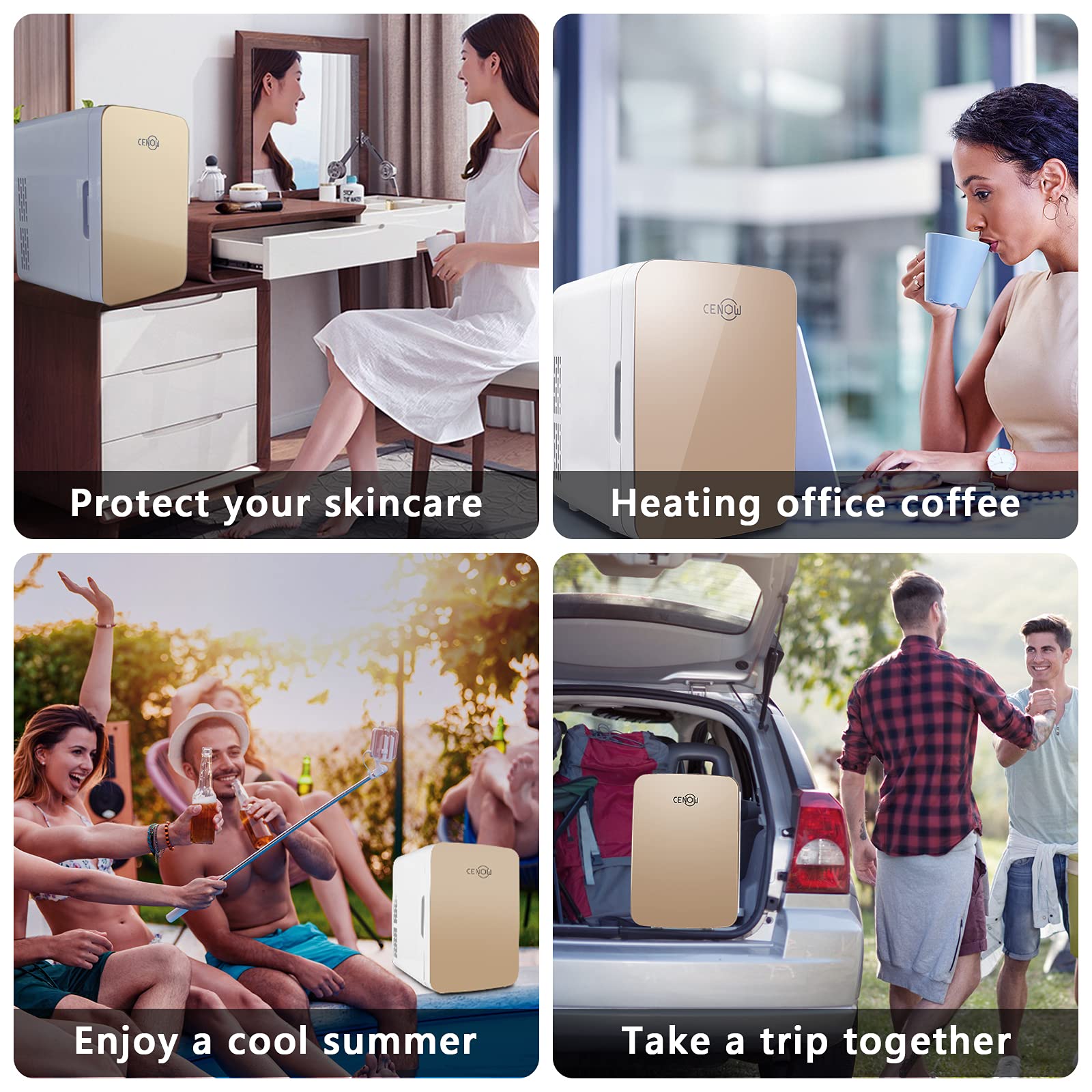 10L/12 Can Mini Fridge for Bedroom - Portable Skincare Refrigerator with Rapid Cooling for Cosmetics, Breast Milk, Food & Drinks - AC/DC Power for Home, Office, Dorm & Car Use - Perfect for Skincare Storage & Small Beverage Cooling
