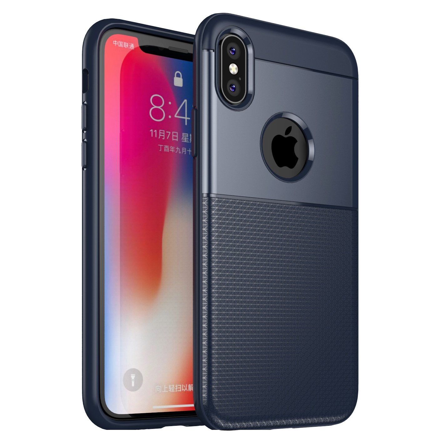**Laudtec iPhone X Case - Shockproof Hybrid PC & TPU Cover for Apple iPhone X/10 - Navy Blue | Slim Protection for Everyday Use & Outdoor Activities**