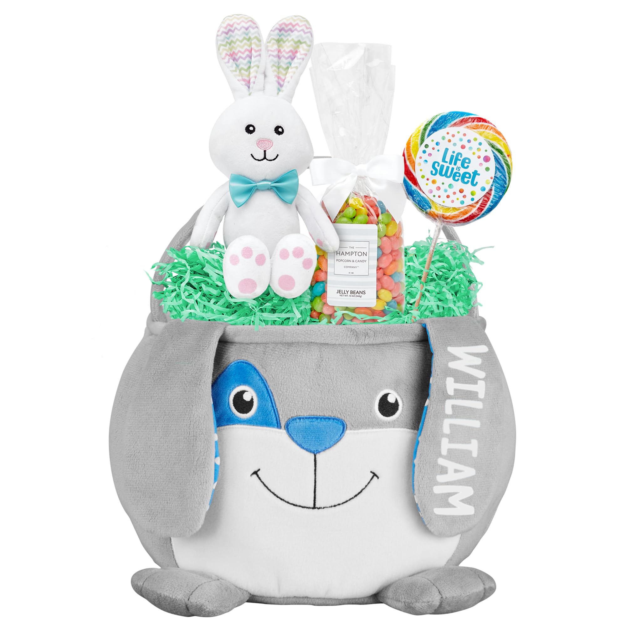 Personalized Easter Basket for Kids - Custom Name Plush Furry Critter Gift for Boys & Girls - Fillable Easter Basket with Optional Stuffers - Perfect for Easter Egg Hunts, Gift Exchanges & Holiday Celebrations