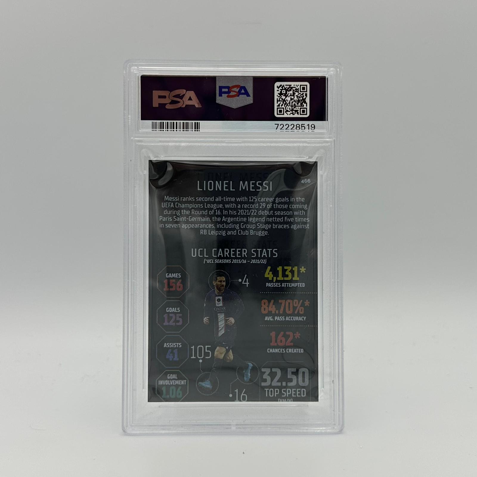 PSA 8 Lionel Messi #466 Black Edge Edition Soccer Trading Card - Rare Collectible for Sports Memorabilia & Investment - Perfect for Display, Gifts, and Card Collections
