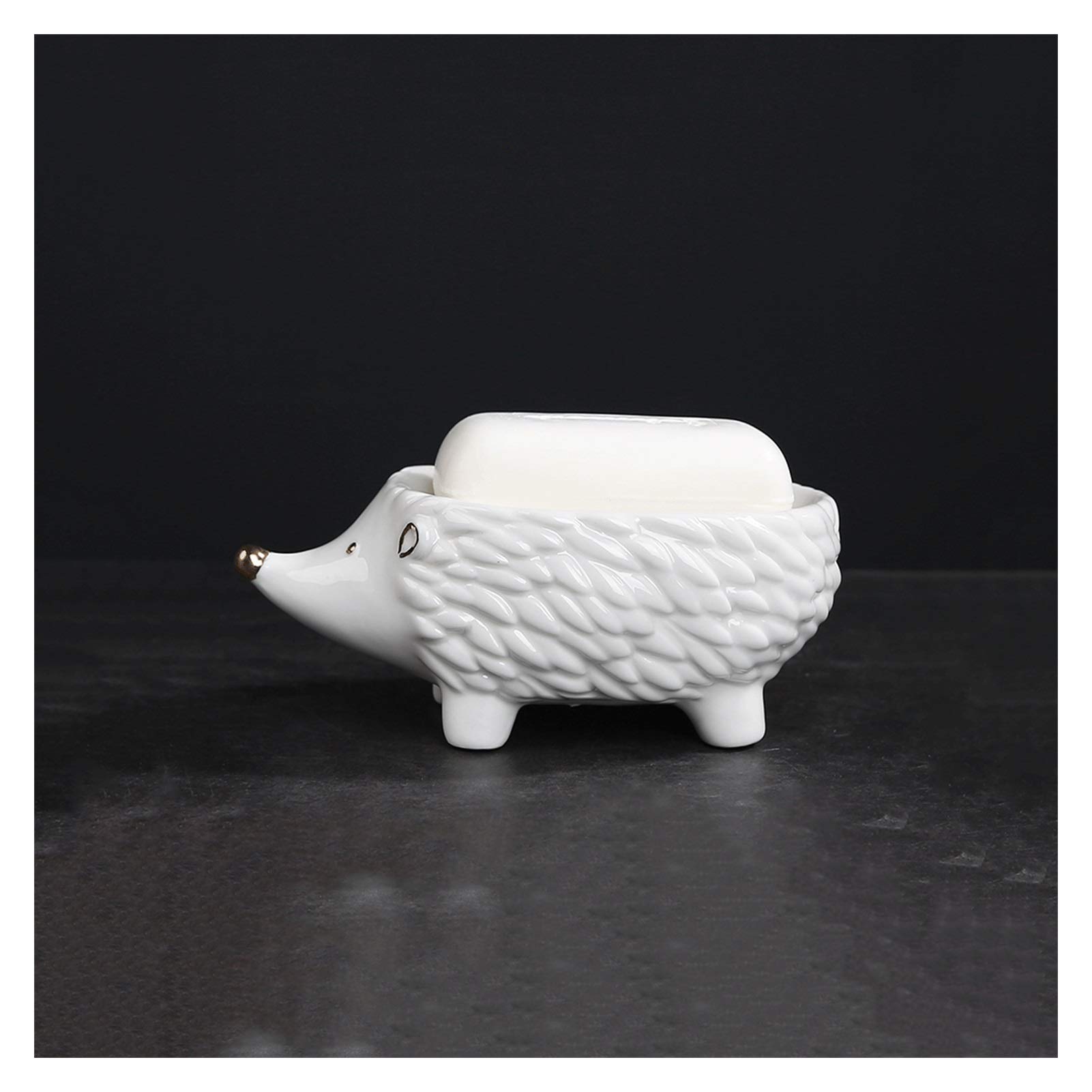 Cute Ceramic Soap Dish Holder with Drain - Creative Soap Container for Bathroom, Kitchen, Hotel | Jewelry Storage Box | Perfect for Home, Travel & Spa Use