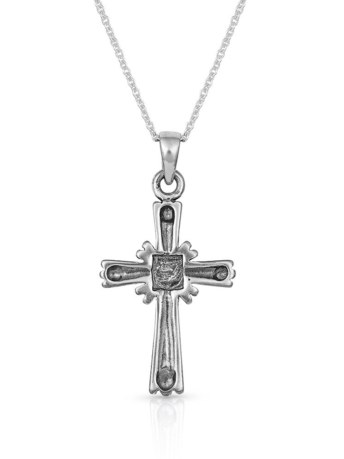 Montana Silversmiths NC4911 Women's Faith Beaming Cross Pendant Necklace in Sterling Silver with Multicolor Gemstones - Perfect for Church, Weddings & Everyday Spiritual Jewelry