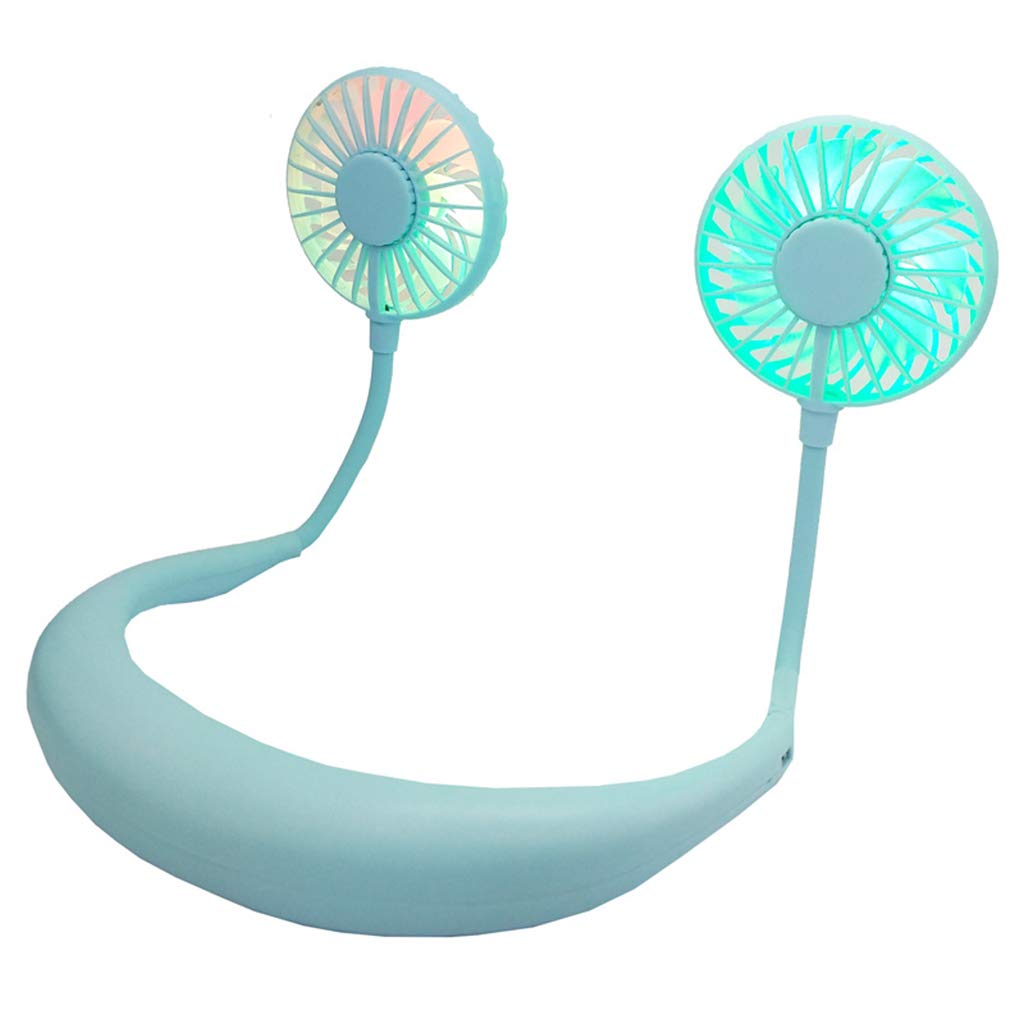 HUHUDDE Mini Portable USB Rechargeable LED Neck Fan - Dual Cooling Hands-Free Personal Fan for Students, Office & Home Use | Perfect for Studying, Working, Traveling & Outdoor Activities