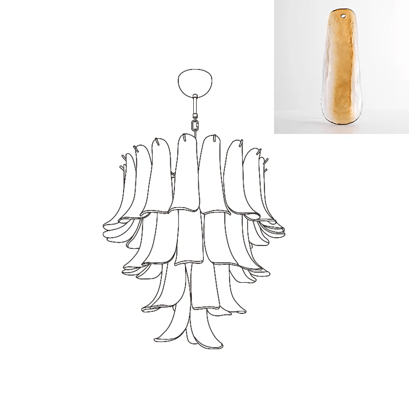 Exquisite Murano Glass Petals Chandelier - Handcrafted Italian Crystal Ceiling Light Fixture for Dining Room, Living Room & Bedroom Decor