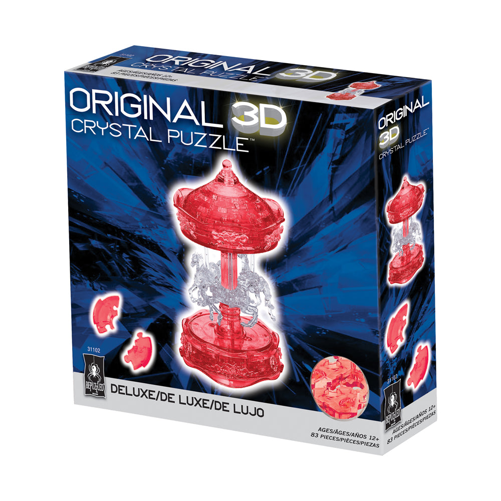 BePuzzled Carousel 3D Crystal Puzzle - 83 Piece Brain Teaser for Adults & Teens - Fun Challenge & Decorative Gift for Home, Office, or Party Entertainment