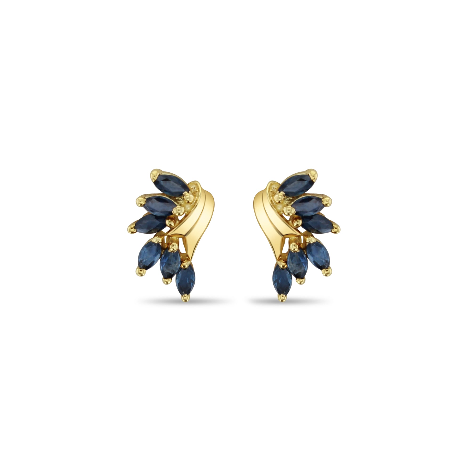 14K Yellow Gold Sapphire Marquise Cluster Earrings – Elegant Dangle Earrings for Women, Perfect for Weddings, Parties & Special Occasions