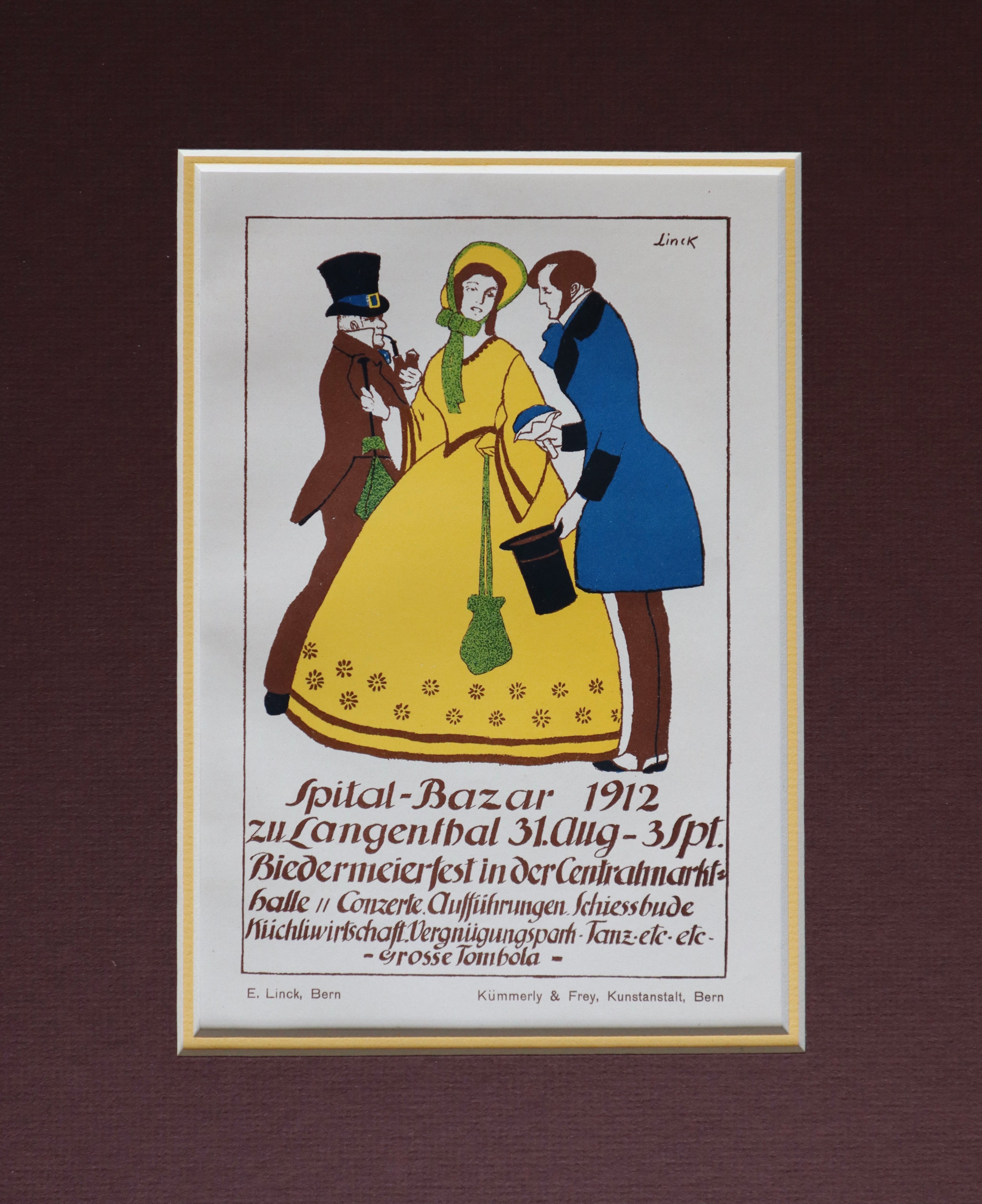 Vintage 1912 German Art Nouveau Poster - Spital Bazar Art Print with Matting | Antique Home Decor, Office Wall Art & Gift for Art Collectors