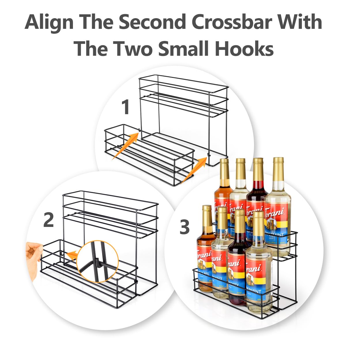 8-Bottle Coffee Syrup Organizer - 2-Tier Storage Shelf for Coffee Bar, Kitchen & Home - Perfect for Syrups, Wine & Condiments - Ideal for Coffee Shops, Bars & Family Kitchens