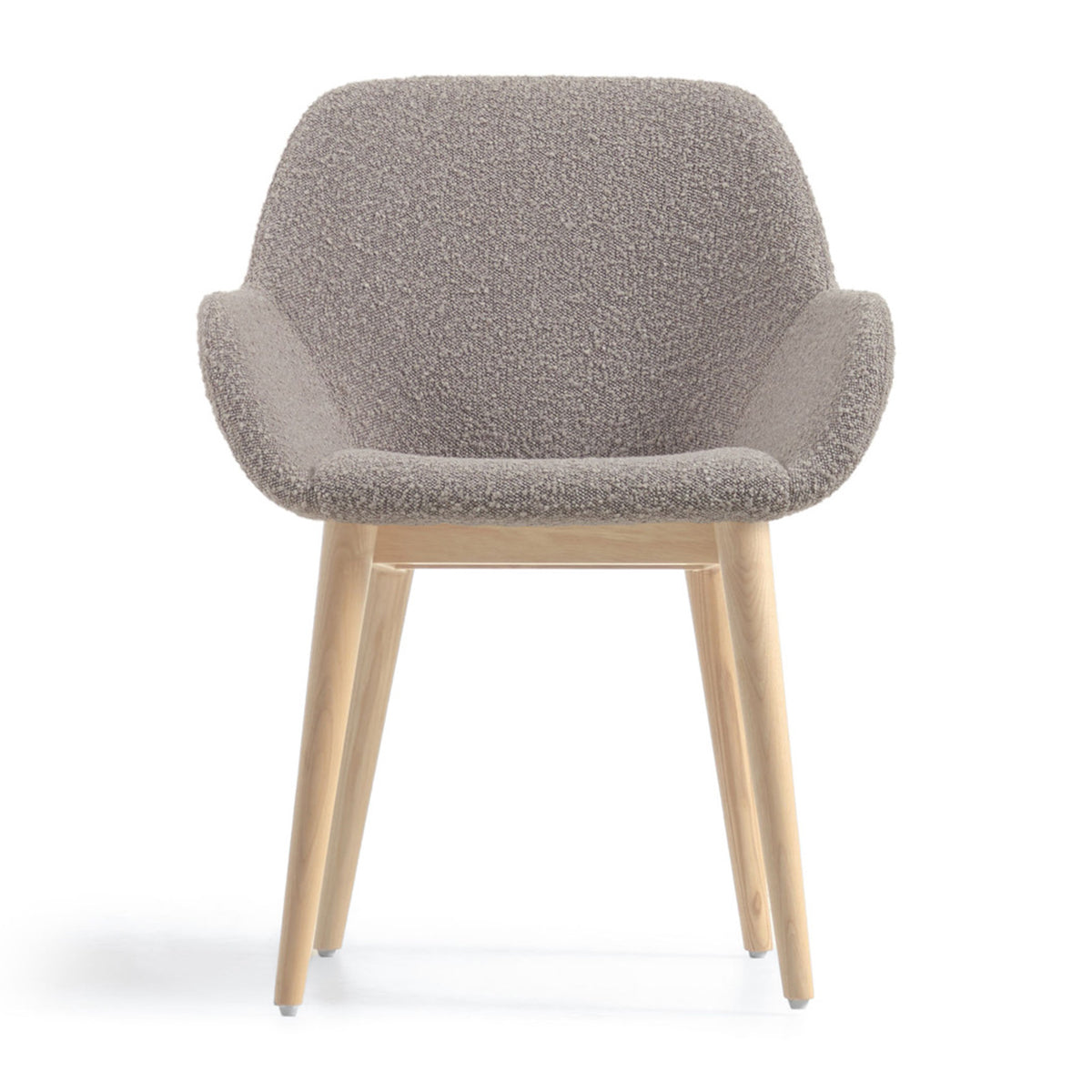 Konna Boucle Dining Chair - Modern Upholstered Accent Chair for Kitchen, Dining Room & Office - Soft Textured Fabric & Sturdy Wooden Legs