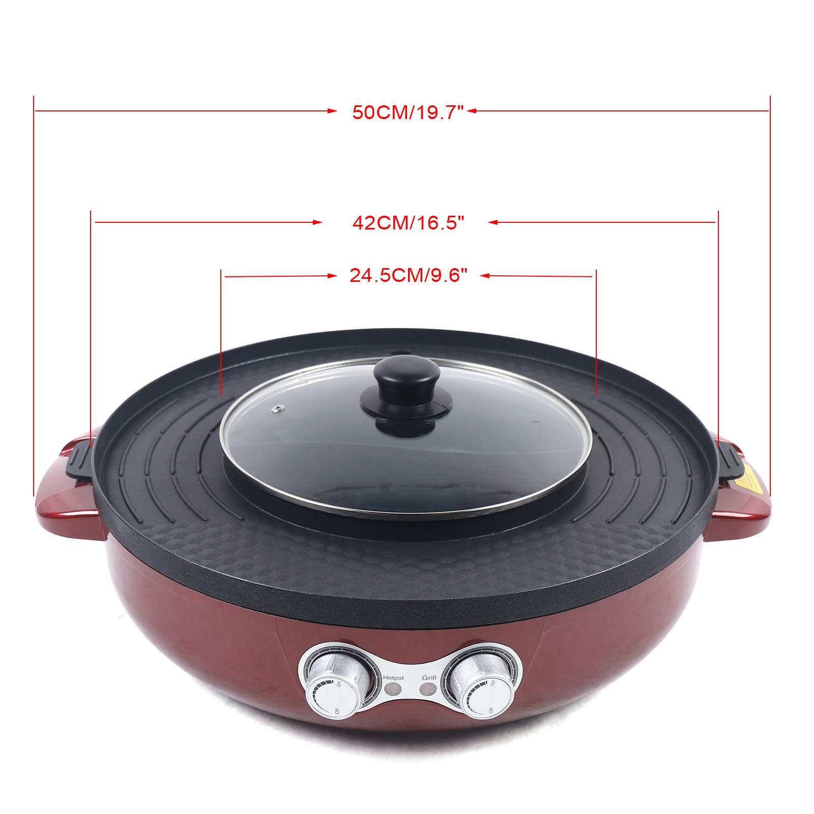 Gdrasuya10 2-in-1 Electric Smokeless Grill and Hot Pot - 2200W Dual Temperature Control Indoor BBQ & Shabu Shabu Cooker - 110V for 2-5 People - Perfect for Family Gatherings, Parties & Asian Cuisine Cooking