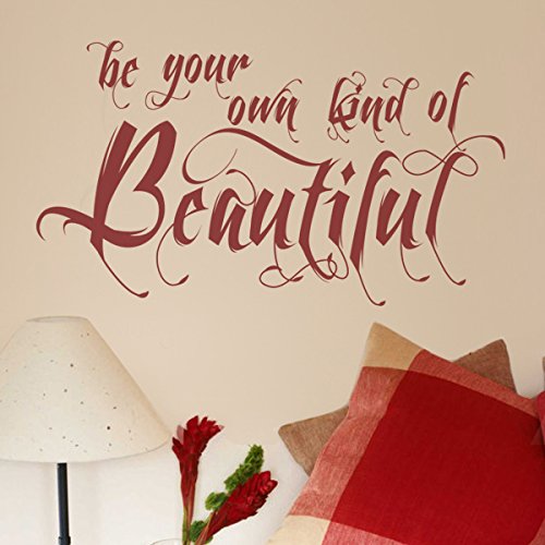 Vinyl Inspirational Wall Decal - 'Be Your Own Kind of Beautiful' Quote Sticker for Girls Room, Bedroom & Nursery Decor - White Home Art Lettering for Motivational Wall Design