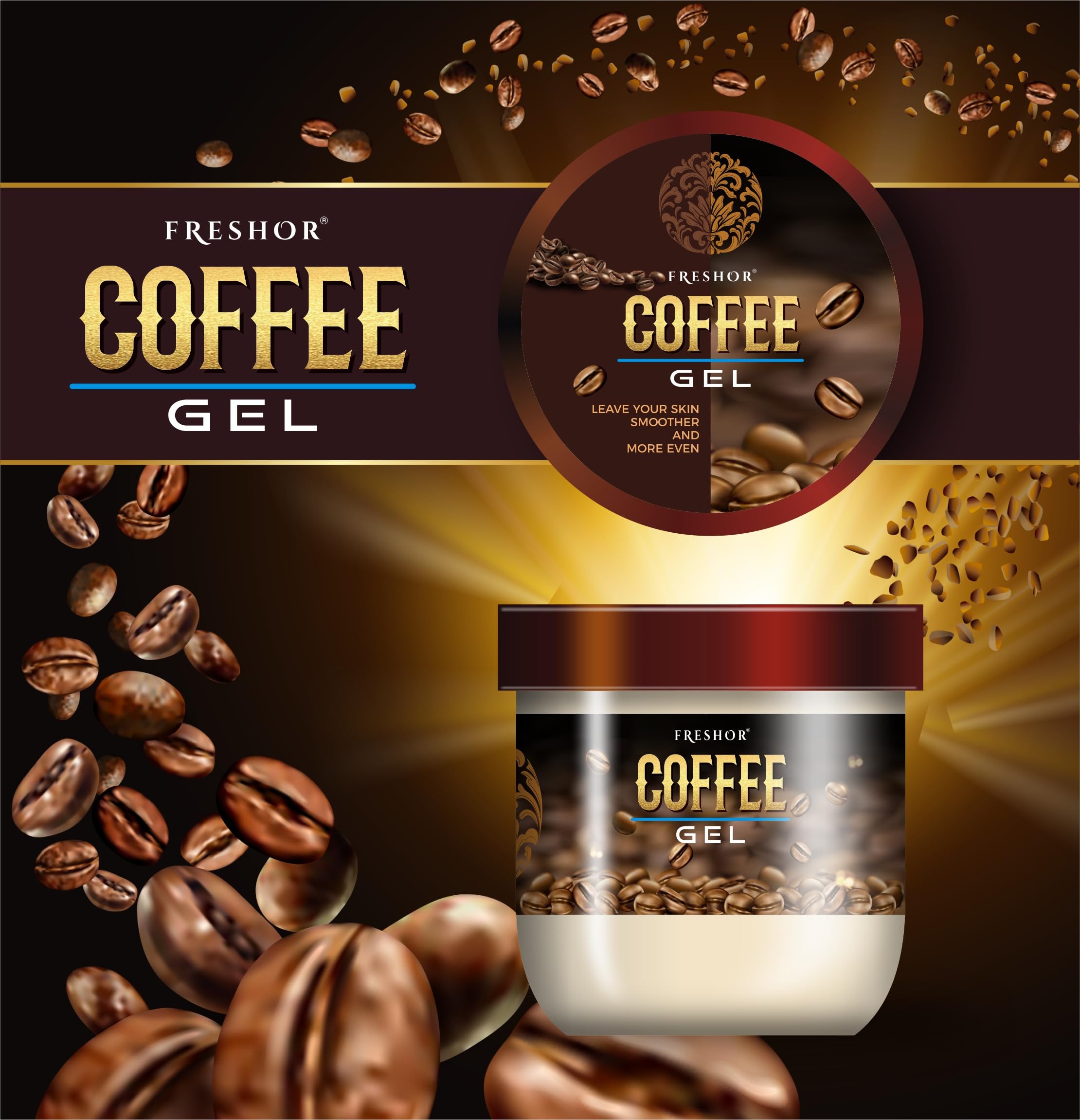 Freshor Coffee Gel for Men & Women - 200ml Hydrating & Energizing Hair & Body Wash | Perfect for Gym, Travel & Daily Use