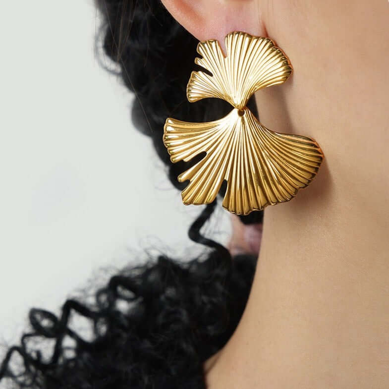 Ginkgo Leaf Vine Stud Earrings in Gold and Silver | Elegant Botanical Jewelry for Women | Perfect for Everyday Wear, Office, and Special Occasions