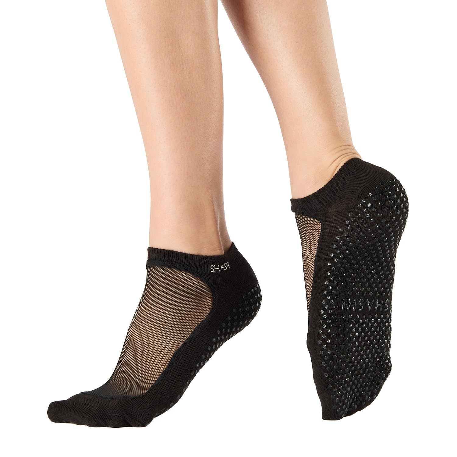 SHASHI Women's Mesh Non-Slip Yoga Socks with Storage Pouch - Breathable Barre & Pilates Socks for Dance, Workout and Home Use