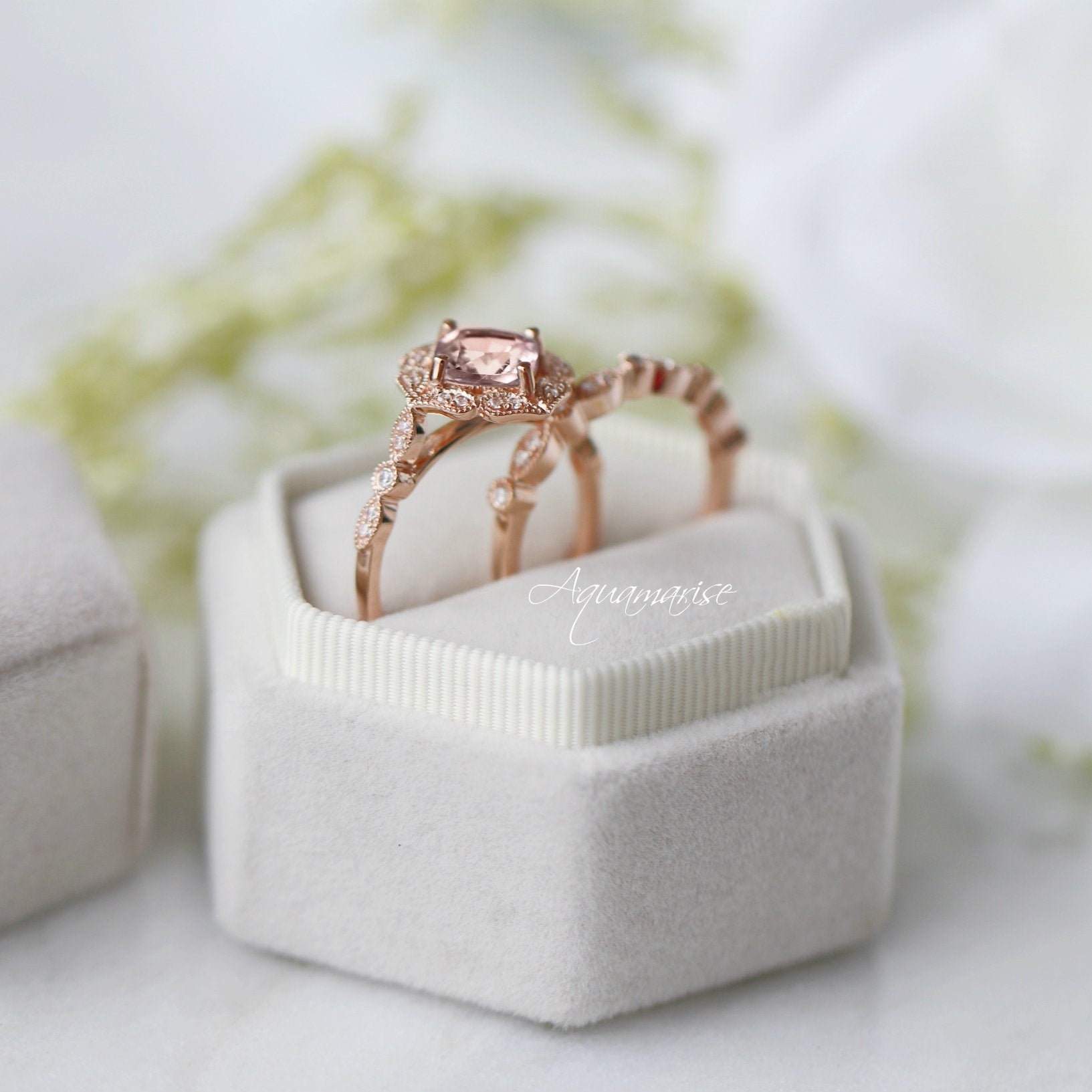 Luxury Morganite Ring 14k Rose Gold Vermeil - Elegant Jewelry for Women, Perfect for Engagement, Wedding, Anniversary & Special Occasions