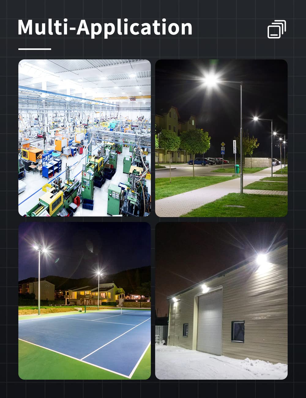 8PCS 200W LED Flood Lights Outdoor - 16000LM Super Bright Security Lights, 6000K Daylight White, IP65 Waterproof - Perfect for Stadium, Lawn, Arena, Yard, Garage & Parking Lot Lighting