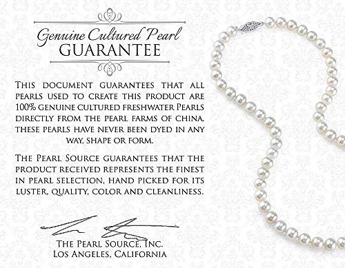 AAA White Freshwater Pearl Necklace for Women - 7.0-7.5mm Round Cultured Pearls, 18