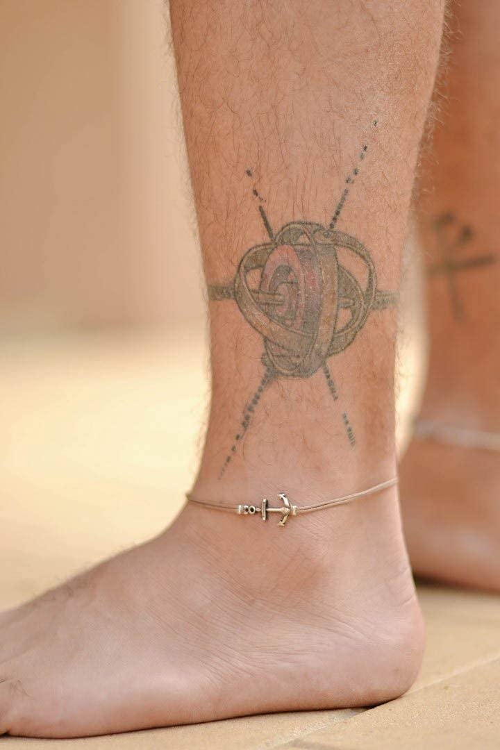 Men's Anchor Anklet - Silver Plated Anchor & Brown Cotton Cord Ankle Bracelet - Custom Nautical Gift for Him - Perfect for Skippers, Surfers, and Ocean Lovers