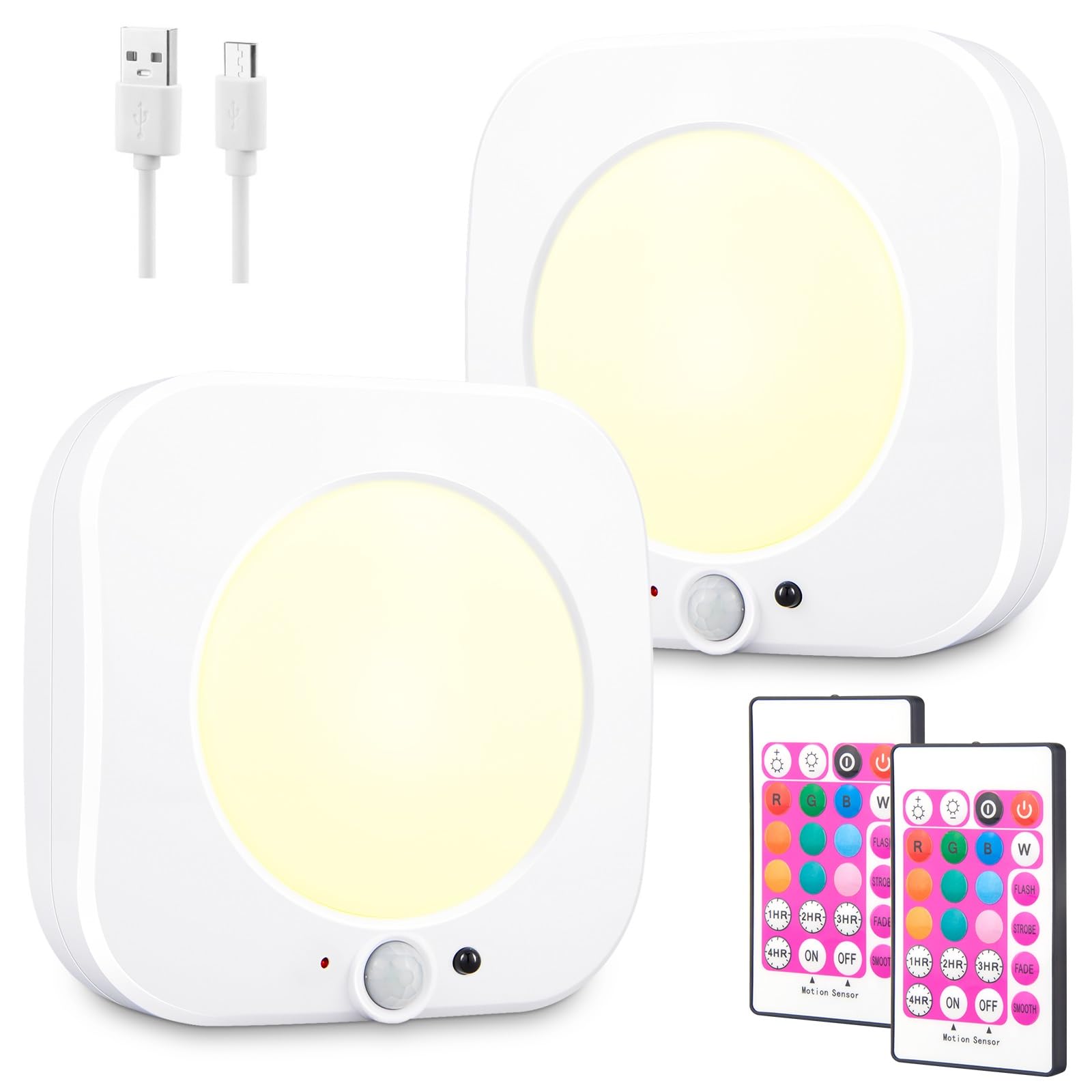 BIGMONAT Rechargeable Motion Sensor LED Shower Light - Wireless Ceiling Light with Remote & Timer, 220LM RGB Night Light for Bathroom, Closet, Pantry, Hallway, Cabinet, Bedroom, Laundry | Waterproof & Energy Saving for Home, Hotel, Apartment Safety Lighting