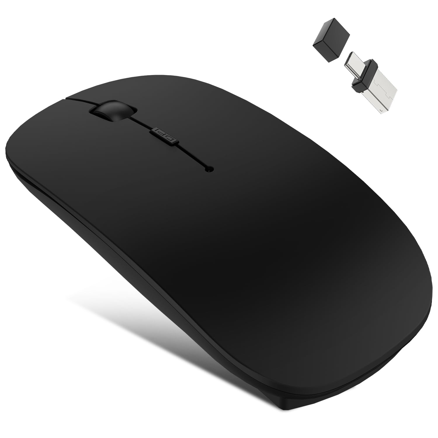 Undetectable Bluetooth Wireless Mouse Jiggler - Rechargeable Silent Mouse with Built-in Mover for MacBook, iPad, PC | Slim Design for Office, Remote Work & Online Meetings (Black)