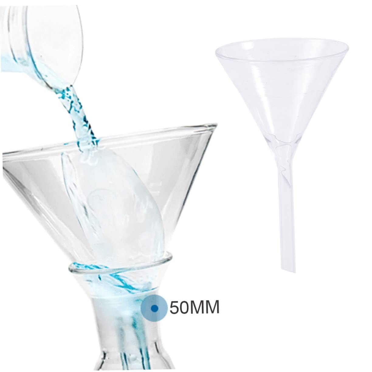 Premium Clear Glass Water Bottle with Stainless Steel Funnel - Chemistry Feeding Funnel for Lab Use, Home Brewing & Outdoor Activities - BPA-Free, Leak-Proof Design for Liquids & Powders